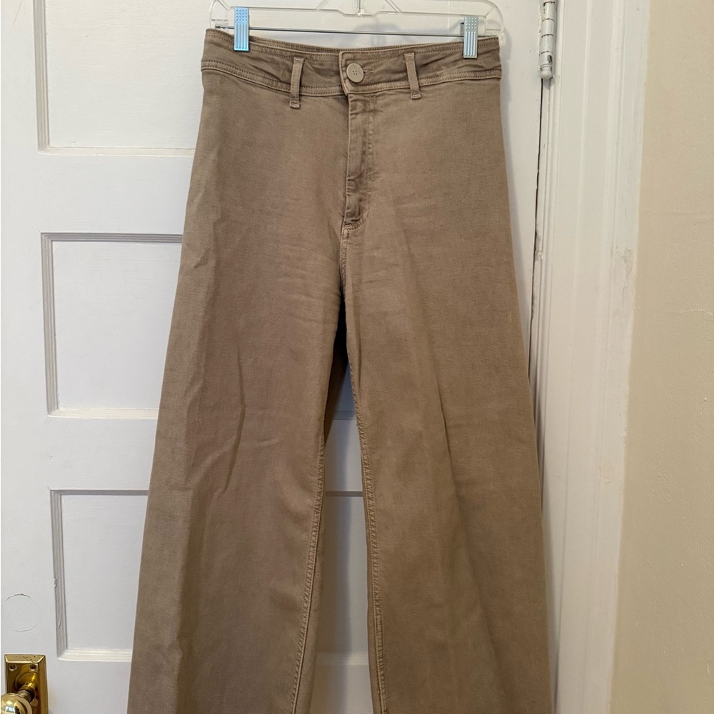 NWOT Zara Marine Straight Wide Leg Raw Hem Pants - Picture 4 of 5